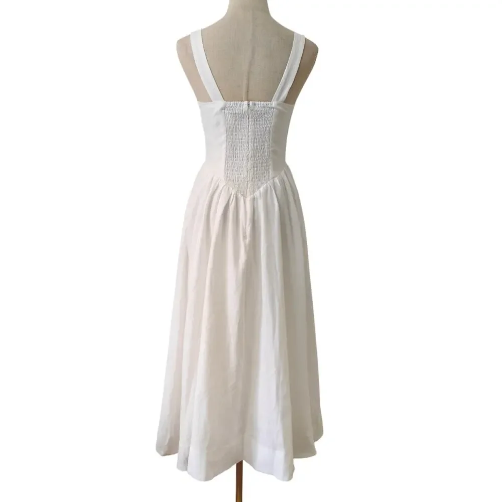 Reformation White Balia Linen Dress US 6 - Picture 8 of 13